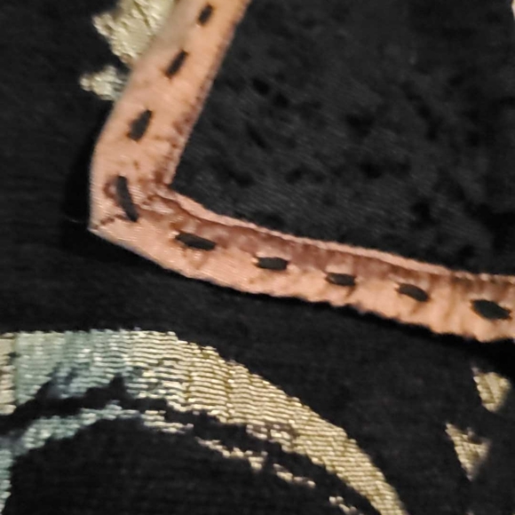 YAK MAGIK Open Front Tapestry Jacket Blazer Gold Black Floral Geometric Sequins - Picture 6 of 11